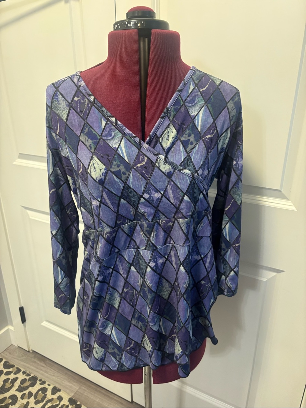 Blue Sky Purple Patterned Wrap-Style Top